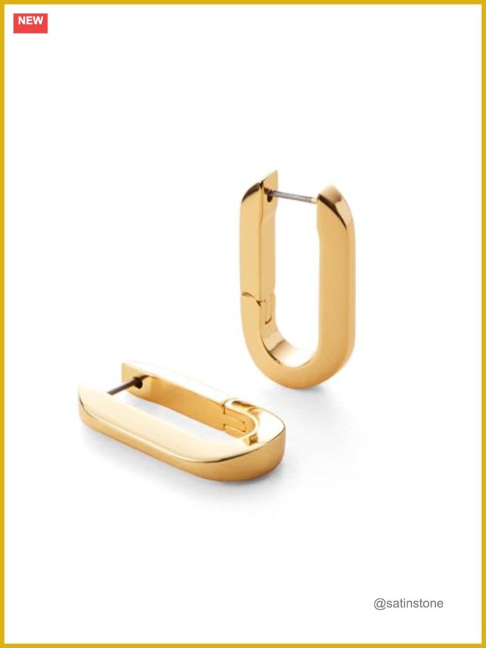 High Polish Gold-Dipped U-Link Hoop Earrings Hinged Closure Designer